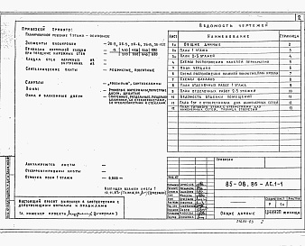 Состав альбома. Типовой проект 85-08.86Альбом 1-1 Архитектурно-строительные решения выше отметки 0.00.Фасад