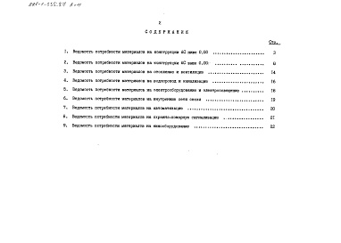 Состав альбома. Типовой проект 221-1-555.87Альбом 11 Ведомости потребности в материалах