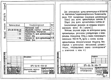 Состав альбома. Типовой проект 274-22-46Альбом 2 Задания заводу изготовителю на изготовление пультов автоматизации