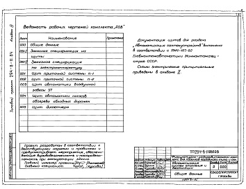 Состав альбома. Типовой проект 294-8-11.84Альбом 4 Автоматизация сантехустройств. Задание заводу на изготовление щитов    