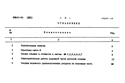 Состав альбома. Типовой проект 902-1-59Альбом 16 Сметы (глубина заложения подводящего коллектора 5,5 м). Подземная часть (вариант из монолитного железобетона)   