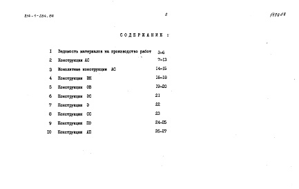 Состав альбома. Типовой проект 214-1-284.84Альбом 6 Ведомости потребности в материалах
