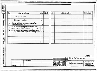 Состав альбома. Типовой проект А-II,III,IV-750-440.89Альбом 9 Ведомости потребности в материалах. Часть 1