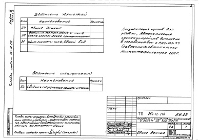 Состав альбома. Типовой проект 264-12-218Альбом 11 Задание заводу-изготовителю. Часть 3. Щит системы тип 6