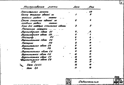 Состав альбома. Шифр 12-74Р ЖелезобетонныеАльбом 2 Стальные связи по колоннам. Рабочие чертежи. Выпуск 2