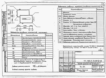 Состав альбома. Типовой проект 903-4-74.13.87Альбом 2 Раздел 2-1 Архитектурно-строительная часть 