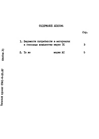 Состав альбома. Типовой проект 0901-9-20.87Альбом 6 Ведомости потребности в материалах