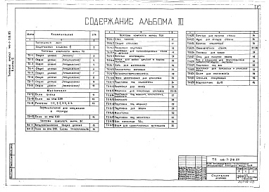 Состав альбома. Типовой проект 416-7-218.85Альбом 3 Технологические чертежи, воздухоснабжение, эскизные чертежи нестандартизированного и технологического оборудования