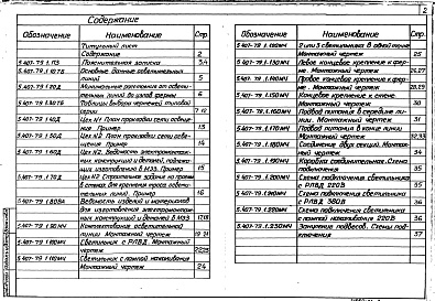 Состав альбома. Серия 5.407-79 УстановкаВыпуск 1 Монтажные чертежи