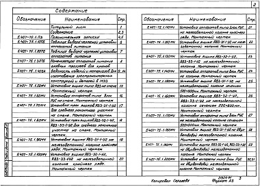 Состав альбома. Серия 5.407-75 УстановкаВыпуск 1 Чертежи монтажные