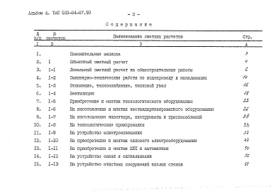 Состав альбома. Типовой проект 503-04-67.90Альбом 4 Сметы