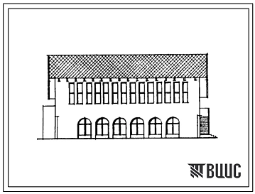 Типовой проект 224-06-21.90 Блок-пристройка спортзала и пищеблока для расширения существующих средних школ на 392 учащихся. Здание двухэтажное. Стены из кирпича.