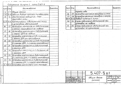 Состав альбома. Серия 5.407-5 ПроводкиВыпуск 1 Чертежи монтажные