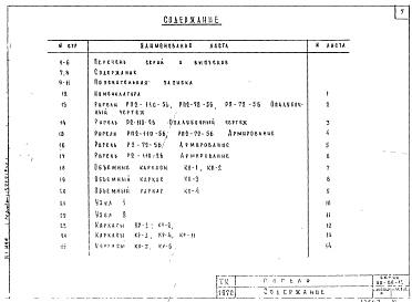 Состав альбома. Серия ИИ-04-14 СборныеВыпуск 2 Железобетонные предварительно напряженные и ненапряженные ригели. Рабочие чертежи