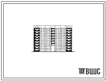 Фасады Типовой проект 84-035/1 Блок-секция 9-этажная 54-квартирная рядовая с проездом 2Б.3Б.3Б - 2Б.3Б.3Б 