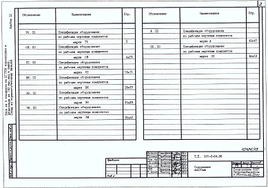 Состав альбома. Типовой проект 805-2-84.88Альбом 12 Яйцесклад на 140 тыс. яиц в смену. Спецификации оборудования