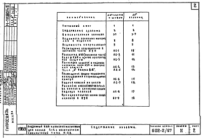 Состав альбома. Типовой проект 602-2/67Альбом 2 Кабельные вводы
