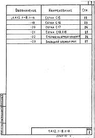 Состав альбома. Серия 1.412.1-8 ФундаментыВыпуск 1 Арматурные и закладные изделия. Рабочие чертежи