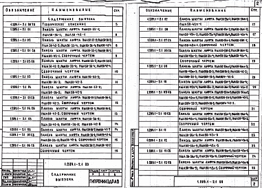 Состав альбома. Серия 1.289.1-2 ШахтыВыпуск 1 Панели шахт лифтов и плиты перекрытий. Рабочие чертежи