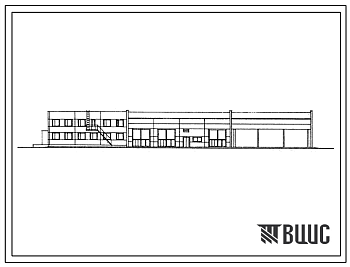 Фасады Типовой проект 416-7-258.87 Блок производственных зданий базы эксплуатационного участка оросительной системы с площадью используемых земель до 15 тыс. га (конструкции каркасно-панельные)
