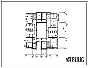 Типовой проект П-4-427(135-63-71с 13 87) Помещения подвала 5-этажного 58 квартирного жилого дома для молодежных кооперативов, (убежище на 427 человек, размеры убежища 33,6м на 28,8м, режимы вентиляции 1,2).