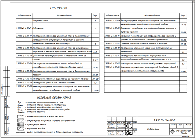 Состав альбома. Серия 1.490.9-3.14 ТепловаяАльбом 2 Рабочие чертежи