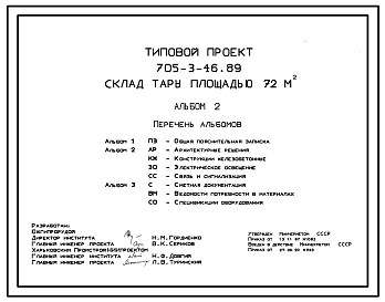 Состав Типовой проект 705-3-46.89 Склад тары площадью 72 м2
