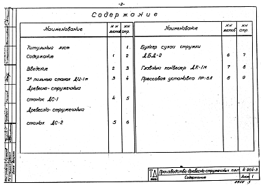 Состав альбома. Серия 4.904-3 МестныеВыпуск 1 Производство древесно-стружечных плит