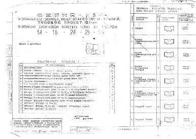 Состав альбома. Типовой проект 124-014Часть 0 Общая часть. Общая характеристика проекта. Материалы для компоновки жилых домов из блок-секций.