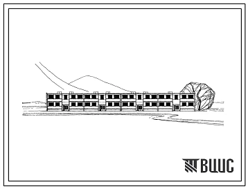 Типовой проект 111-53-43сп 2-этажный 4-секционный 16-квартирный жилой дом с 2,3-комнатными квартирами из силикатобетонных панелей.