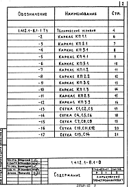 Состав альбома. Серия 1.412.1-8 ФундаментыВыпуск 1 Арматурные и закладные изделия. Рабочие чертежи