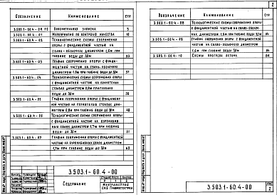 Состав альбома. Серия 3.503.1-60 ОпорыВыпуск 4 Технологические схемы сооружения опор