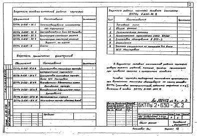 Состав альбома. Типовой проект БКТПУ-2х630Альбом 2 Электрооборудование блока ЭСП Мосгорсвет