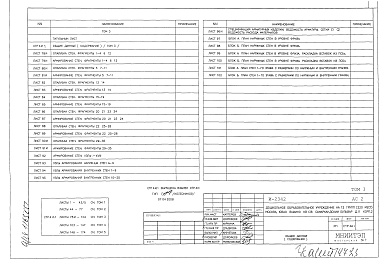 Состав альбома. Типовой проект И-2342АС2 Том 1,2,3,4,5 Архитектурные решения выше отметки 0.000