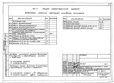 Состав альбома. Типовой проект 152-06/1Альбом 3 Общая характеристика проекта (РО-1)