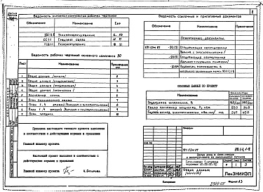 Состав альбома. Типовой проект 184-03м.87Альбом 6 ЭО 1-1 Электрооборудование