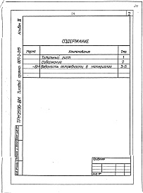 Состав альбома. Типовой проект 907-2-215Альбом 3 Ведомости потребности в материалах