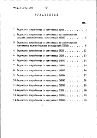 Состав альбома. Типовой проект 707-2-20с.85Альбом 9 Ведомости потребности в материалах