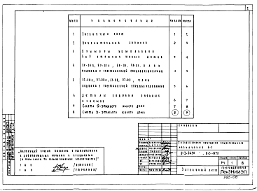 Состав альбома. Типовой проект Б-1-2630Часть 11 Проектная документация на перевод помещений общественного назначения в подвале для использования под ПРУ