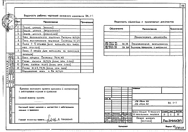 Состав альбома. Типовой проект 178-06см.86Альбом 6 Отопление и вентиляция ниже и выше отм. 0.000 (ОВ.1-1)