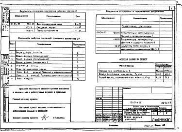 Состав альбома. Типовой проект 184-04м.87Альбом 6 ЭО 1-1 Электрооборудование
