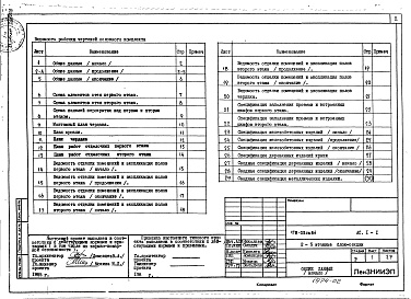Состав альбома. Типовой проект 178-02см.86Альбом 2 Архитектурно-строительные решения выше отм. 0.000 (АС.1-1)
