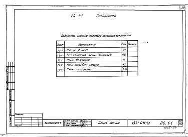 Состав альбома. Типовой проект 152-011/1.2Альбом 14 Газопровод (Р4.1-1)